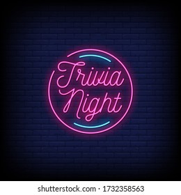 Trivia Night Neon Signs Style Text Vector