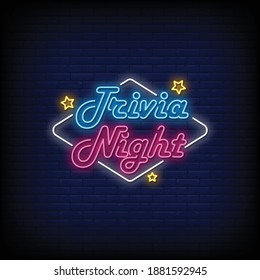 Trivia Night Neon Signs Style Text Vector