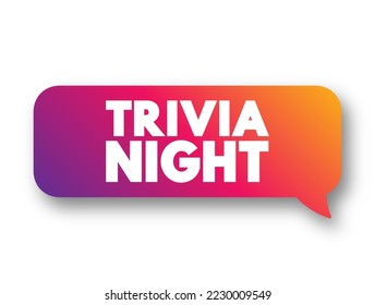 Trivia Night text concept message bubble for presentations and reports