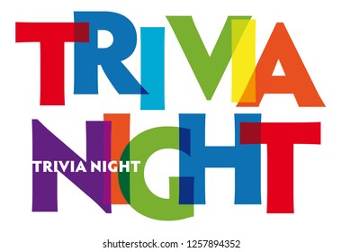 Trivia Night. Vector illustration letters banner, colorful badge illustration on white background