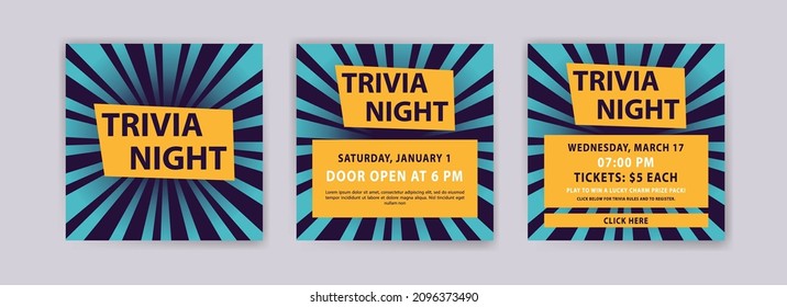 Trivia Night. Vector Poster And Social Media Post Template