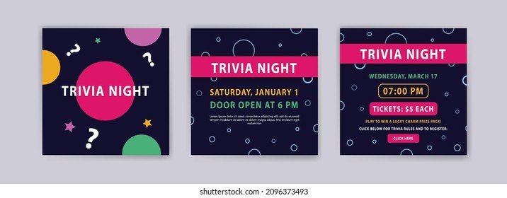 Trivia night. Vector poster and social media post template