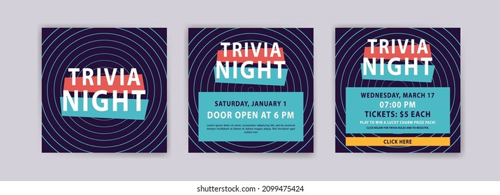 Trivia night. Vector poster and social media post template