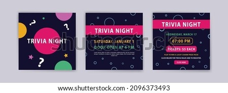 Trivia night. Vector poster and social media post template