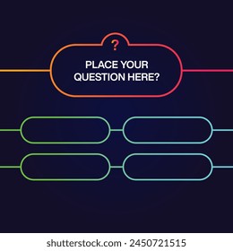Trivia Quiz questions and test menu choice gradient template. TV show or trivia game vector layout. Quiz game, screen with question and answer options