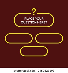 Trivia Quiz questions and test menu choice  template. TV show or trivia game vector layout. Quiz game, screen with question and answer 3 options