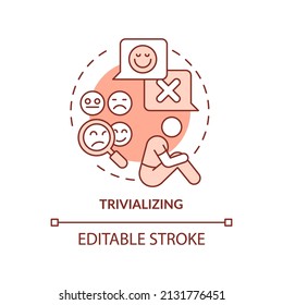 Trivializing turquoise concept icon. Gaslighting behaviour sign abstract idea thin line illustration. Psychological abuse. Isolated outline drawing. Editable stroke. Arial, Myriad Pro-Bold fonts used