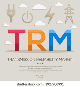 TRM Mittelwert (Übertragungszuverlässigkeitsspanne) Energie Akronyme, Buchstaben und Symbole , Vektorgrafik.
