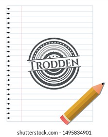 Trodden drawn in pencil. Vector Illustration. Detailed.