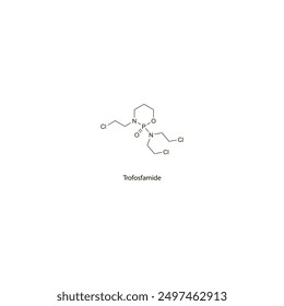 Trofosfamide flat skeletal molecular structure Antineoplastic drug used in cancer treatment. Vector illustration scientific diagram.