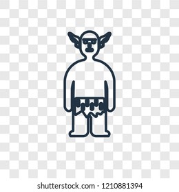 Troglodyte concept vector linear icon isolated on transparent background, Troglodyte concept transparency concept in outline style