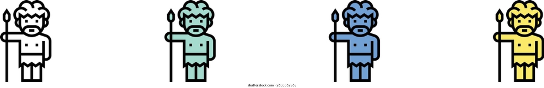 troglodyte icon. Outline, Green, Blue and Yellow Style Design Isolated On White Background