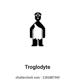 Troglodyte icon vector isolated on white background, logo concept of Troglodyte sign on transparent background, filled black symbol