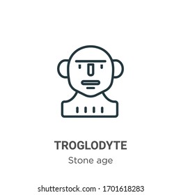 Icono vectorial de contorno Troglodyte. Icono de troglodita de color negro, ilustración de elemento simple vector plano del concepto de edad de piedra editable trazo aislado en fondo blanco