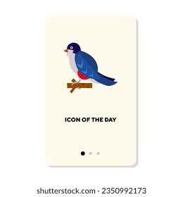 Trogon on white background. Colorful bird cartoon illustration. Wildlife and nature concept. Vector illustration symbol elements for web design and apps