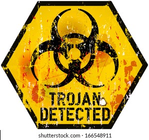 Trojan / Computer Virus Alert Sign, Vector Illustration