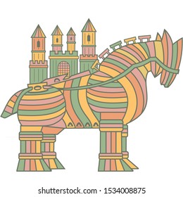 Trojan Horse Art Drawing Illustartion