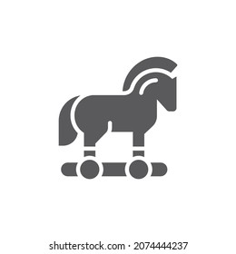 Trojan Horse Black Vector Icon. Computer Virus Or Malware Symbol.