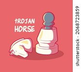 Trojan horse chess vector illustration. Strategy, intelligence design concept.