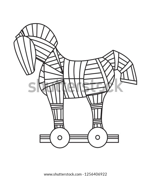 trojan horse coloring book vector illustration stock vector