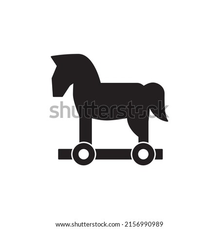 Trojan horse icon in black flat glyph, filled style isolated on white background