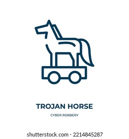 Trojan Horse Icon. Linear Vector Illustration From Cyber Robbery Collection. Outline Trojan Horse Icon Vector. Thin Line Symbol For Use On Web And Mobile Apps, Logo, Print Media.