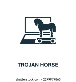 Trojan Horse icon. Monochrome simple Cybercrime icon for templates, web design and infographics