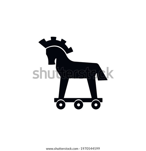 Trojan
horse icon. Silhouette of a Trojan horse. Symbol of a computer
virus. Vector icon isolated on a white
background.