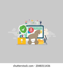 Trojan Horse Malware Protection Vector Concept Design