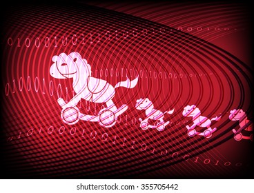 Trojan Horse Technology Red Background Vector Illustration