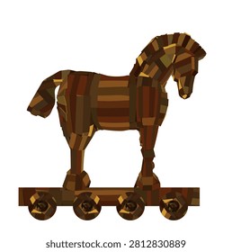 Trojan horse vector illustration isolated on white background. Ancient war for Troy. Achilles battle against Hector for glory and people. Greeks VS Turkish war. Brave heroes mythology.