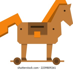 Ilustración vectorial de caballo de Troya sobre fondo transparente. Intruso, sabotaje. Un artilugio en forma de un enorme caballo de madera mencionado en la historia de la Guerra de Troya.