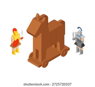 Cavalo de Troia. Guerra de Troia. Guerras da Grécia Antiga. Troianos e soldados dinamarqueses