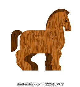 Trojan horse wooden isolated. Vector illustration
