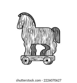 Trojan horse wooden isolated. Vector illustration