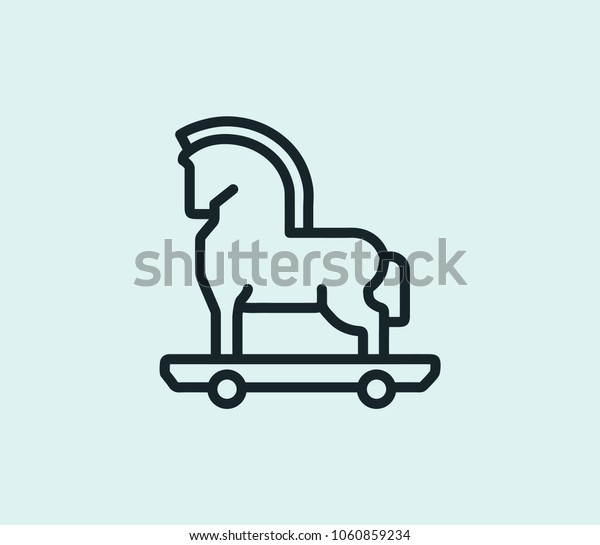 Trojan icon line isolated on\
clean background. Trojan icon concept drawing icon line in modern\
style. Vector illustration for your web site mobile logo app UI\
design.
