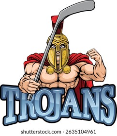 A trojan man ice hockey sports team cartoon mascot