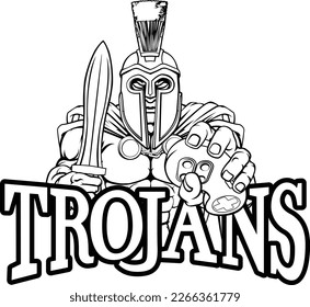 A Trojan, Spartan or gladiator warrior gamer mascot with video games controller 