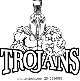 A Trojan, Spartan or gladiator warrior gamer mascot with video games controller 