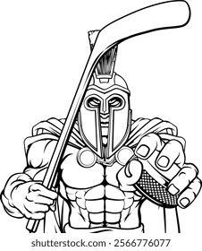 A trojan or spartan man ice hockey sports team cartoon mascot