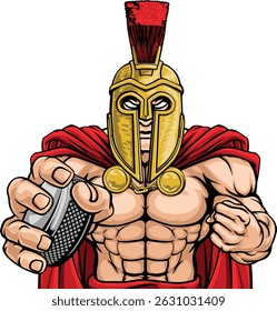 A trojan or spartan man ice hockey sports team cartoon mascot