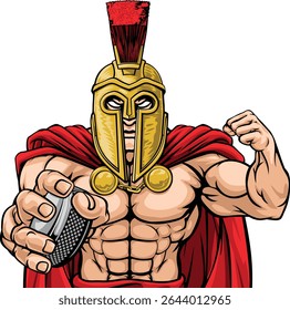 A trojan or spartan man ice hockey sports team cartoon mascot