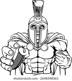 A trojan or spartan man ice hockey sports team cartoon mascot