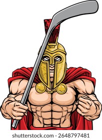 A trojan or spartan man ice hockey sports team cartoon mascot