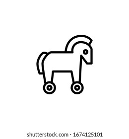 Trojan vector icon in linear, outline icon isolated on white background