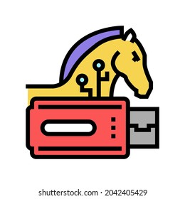 trojan virus color icon vector. trojan virus sign. isolated symbol illustration