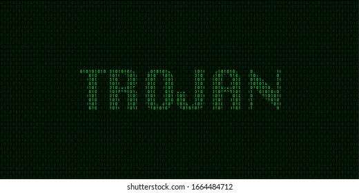 Trojan virus concept with binary code in vector