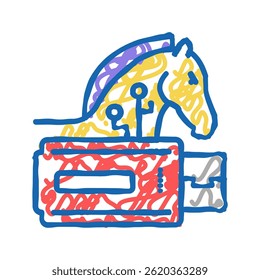 trojan virus doodle icon sketch vector. trojan virus sign. isolated symbol illustration