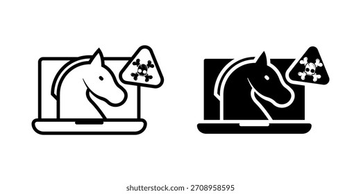 Trojan Virus icon set. representing a security threat, malware, or virus infection. vector illustration on white background.