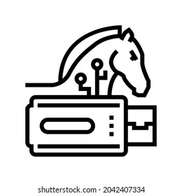 trojan virus line icon vector. trojan virus sign. isolated contour symbol black illustration